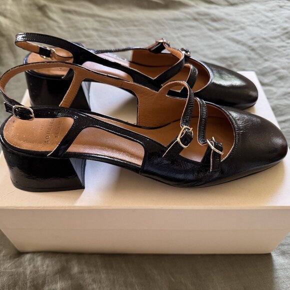 Sezane Paula Babies 41 patent black EUC - Picture 2 of 4